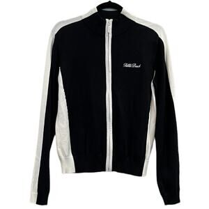 Sport Haley Pebble Beach Black White Zipup sweater Woman Medium 100% PIMA Cotton